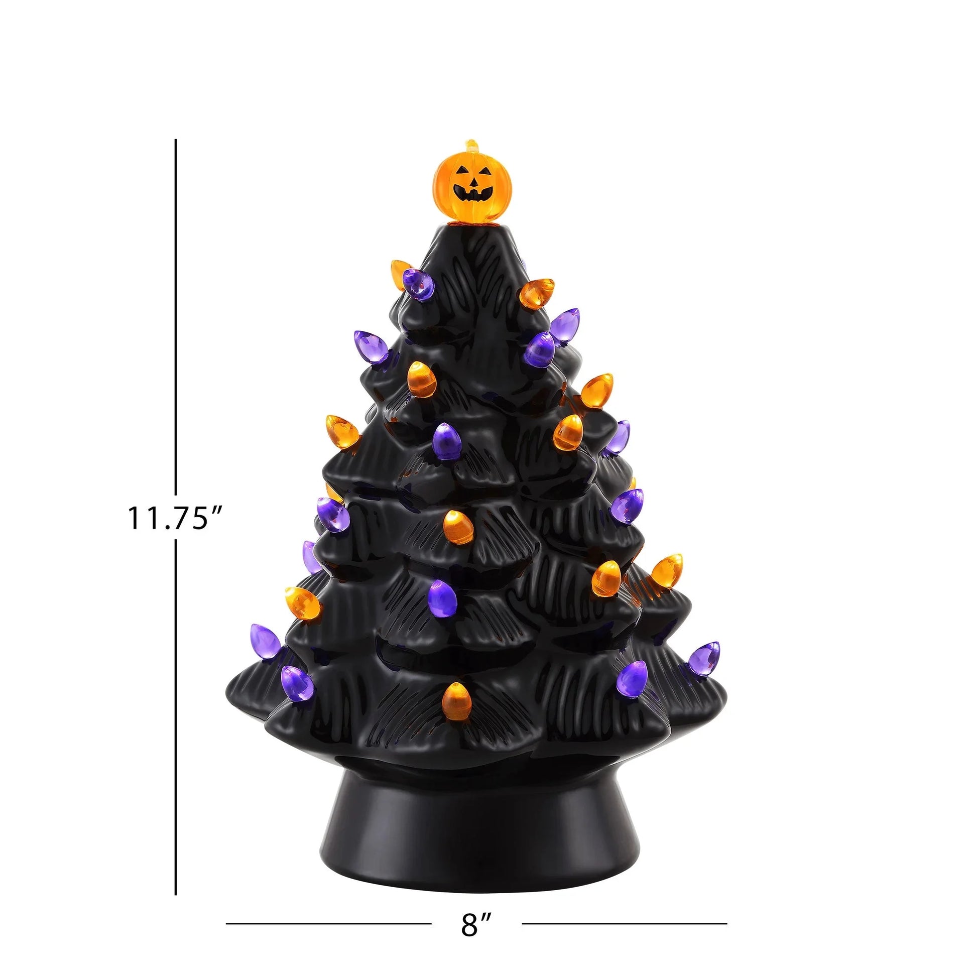 11.75" Black Ceramic Halloween Tree Decoration