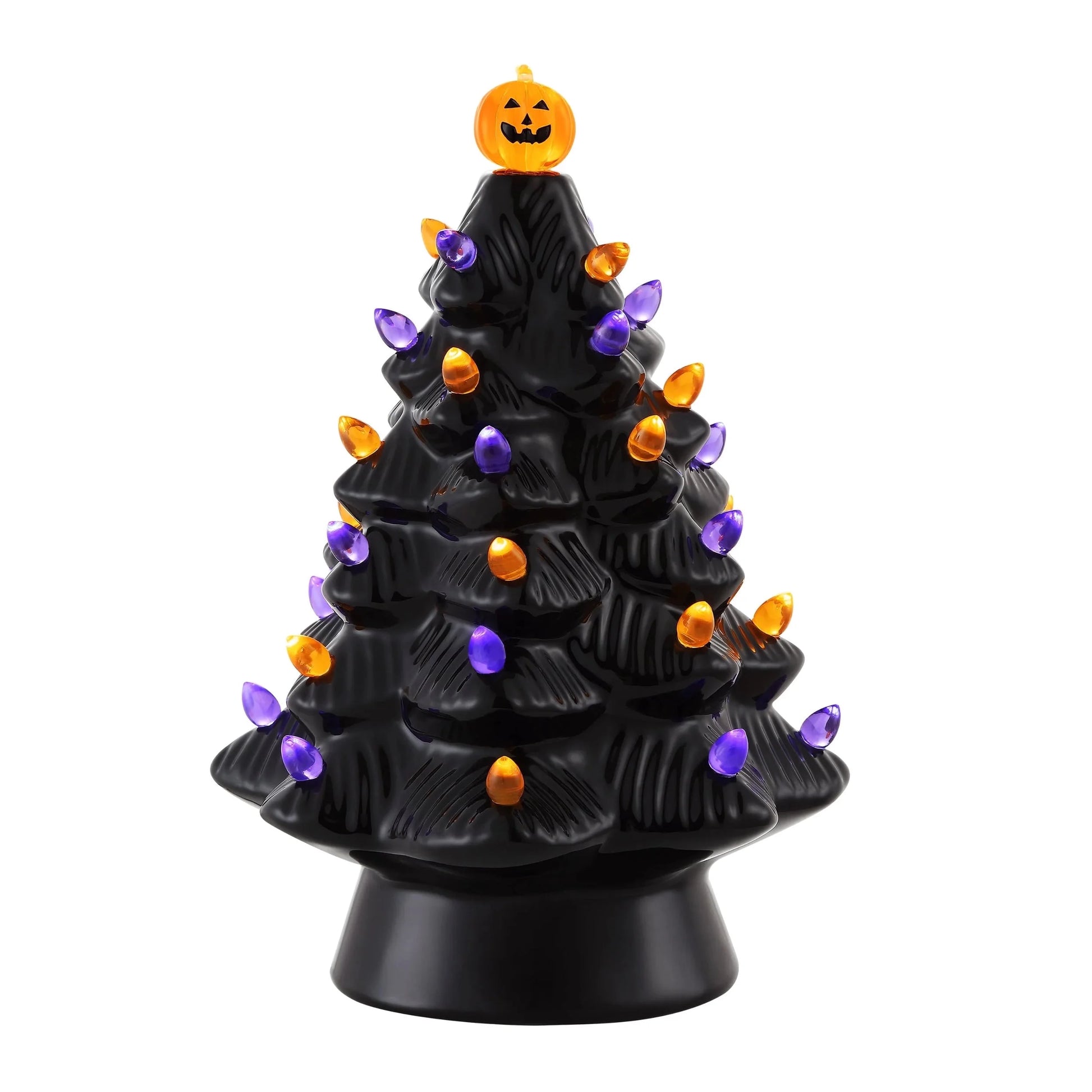 11.75" Black Ceramic Halloween Tree Decoration