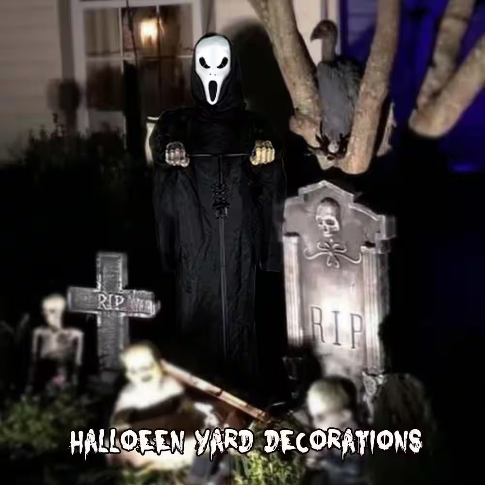 7.5 Ft. Halloween Scarecrow Ghost Outdoor Decorations, Rotatable Ghost of Death Flying Ghost for Outdoor and Garden
