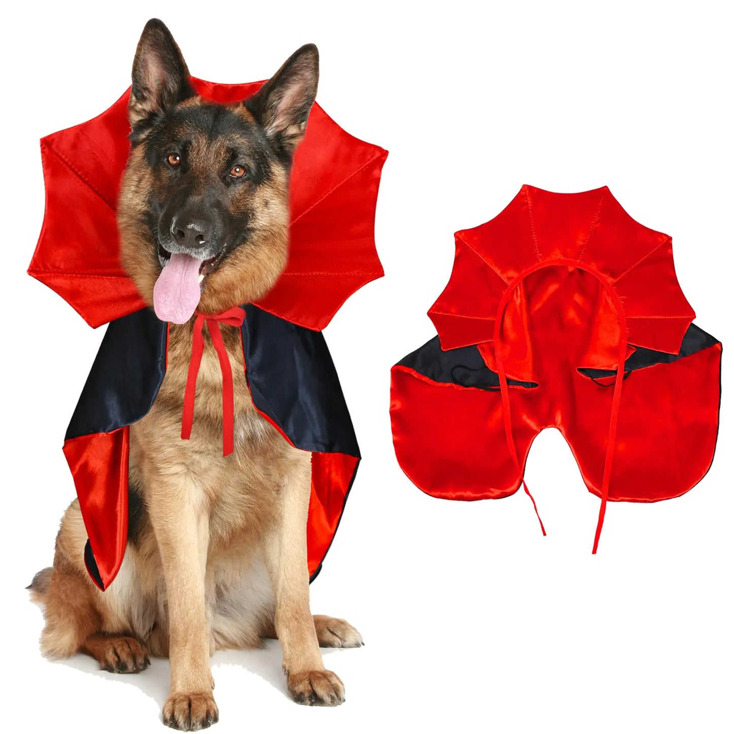GOYOSWA Dog Halloween Costumes Dog Vampire Cloak Costume Dog Devil Costume Dog Vampire Cloak Cape Halloween Costumes for Small Medium Large Dogs Pets (Large)