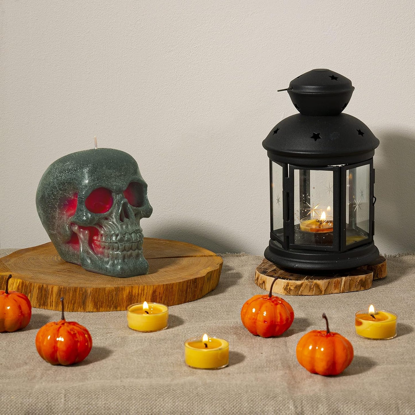 6X4.3 Inch Green Red Skull Spell and Halloween Themed Candle - Red Inside, Big Size