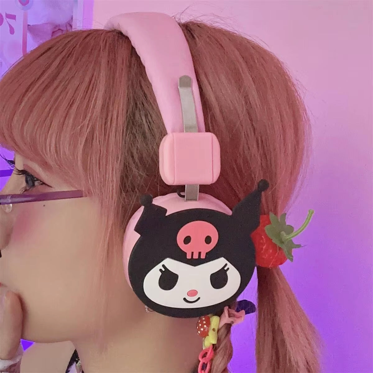 Kuromi Hello Kitty Cut Bluetooth Headphone Wireless Headsets Anime Cartoon Stereo Headset Earphone Fashion Hottie Y2K Gifts