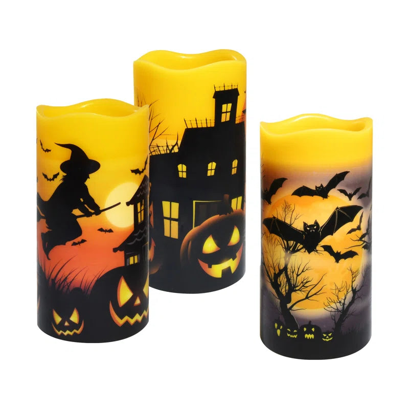 Battery Operated LED Wax Halloween Candles - 3 Piece