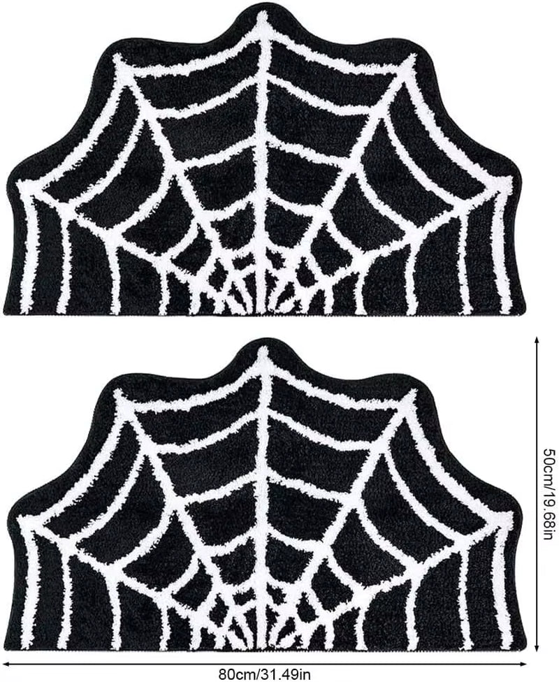2 Pack Spider Web Bath Mat, 31‘’×20‘’ Halloween Decor Spider Web Rugs, Non-Slip Tufted Mats for Halloween Decor for Front Door,