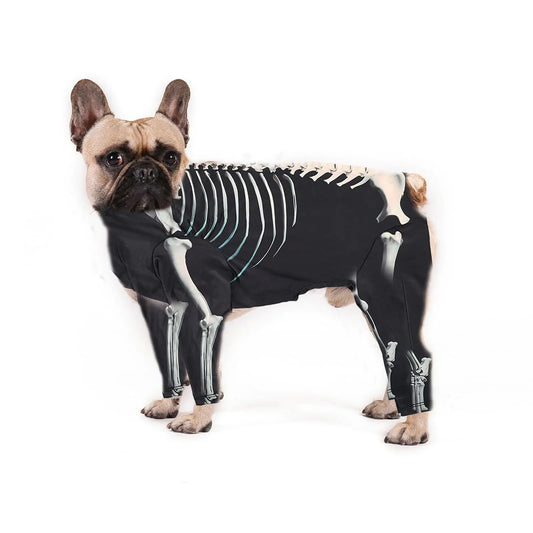 Harikaji Halloween Dog Costumes Dog Jumpsuit Halloween Skeleton Costumes Cosplay Sweatshirt Funny Dress Up Apparel Clothes for Small Dogs Cats M