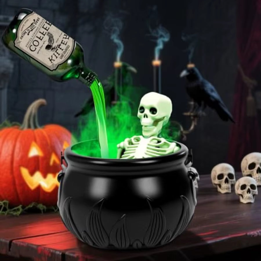Halloween Decorations Indoor Decor with Magic Floating Potion Bottles and Mist Maker Black Plastic Witches Bowl Halloween Decor