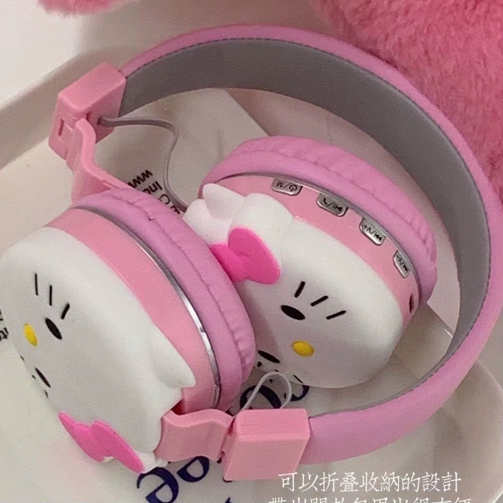 Kuromi Hello Kitty Cut Bluetooth Headphone Wireless Headsets Anime Cartoon Stereo Headset Earphone Fashion Hottie Y2K Gifts