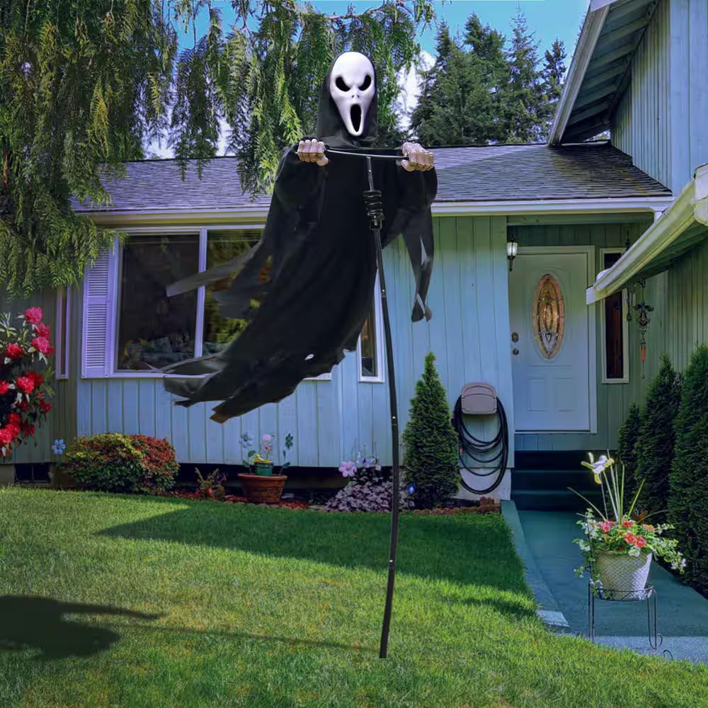 7.5 Ft. Halloween Scarecrow Ghost Outdoor Decorations, Rotatable Ghost of Death Flying Ghost for Outdoor and Garden