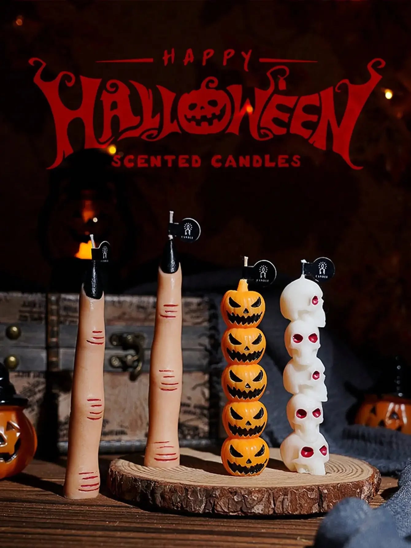 2025Halloween Scented Candle-Spooky Finger/Pumpkin/Skull Design,Festive Party Decor,Gift & Photo Prop,Must-Have Holiday Supplies