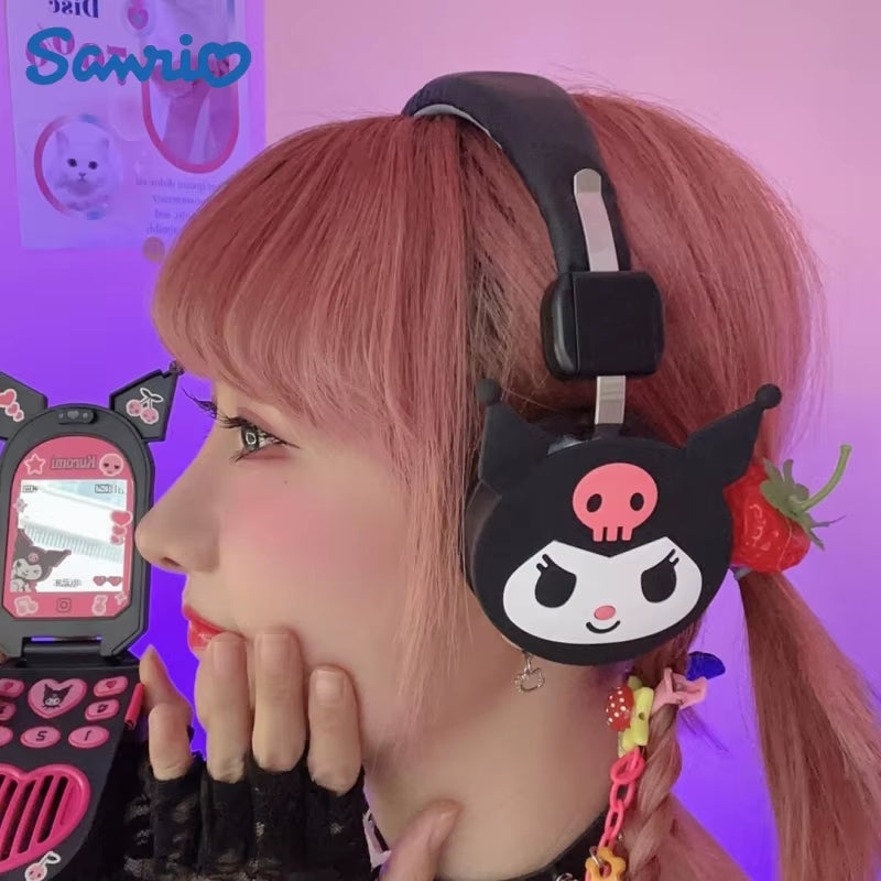 Kuromi Hello Kitty Cut Bluetooth Headphone Wireless Headsets Anime Cartoon Stereo Headset Earphone Fashion Hottie Y2K Gifts