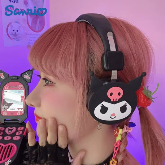 Kuromi Hello Kitty Cut Bluetooth Headphone Wireless Headsets Anime Cartoon Stereo Headset Earphone Fashion Hottie Y2K Gifts