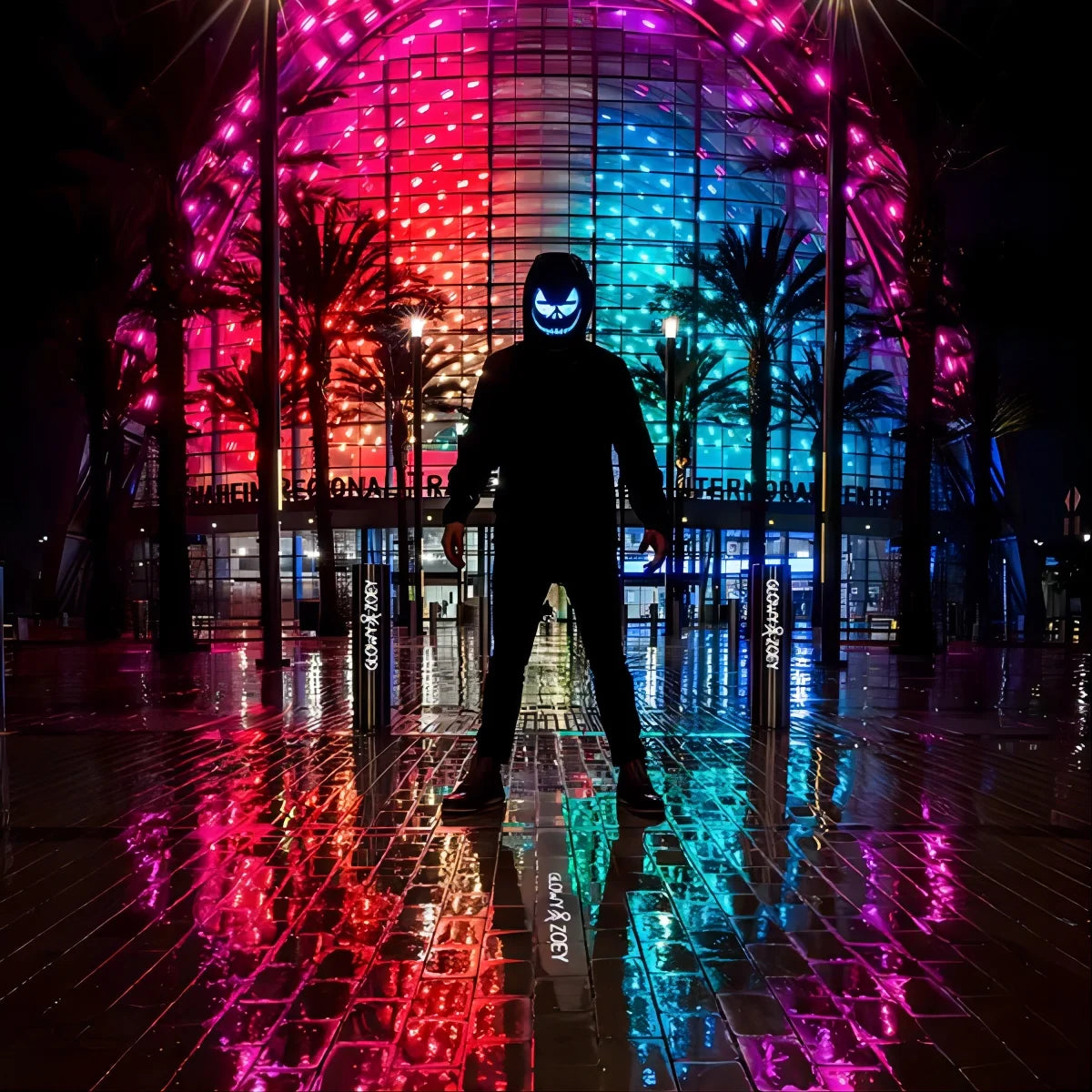 Bluetooth Programmable LED Face Mask - Light Up Your Halloween & Masquerade Party Fun!