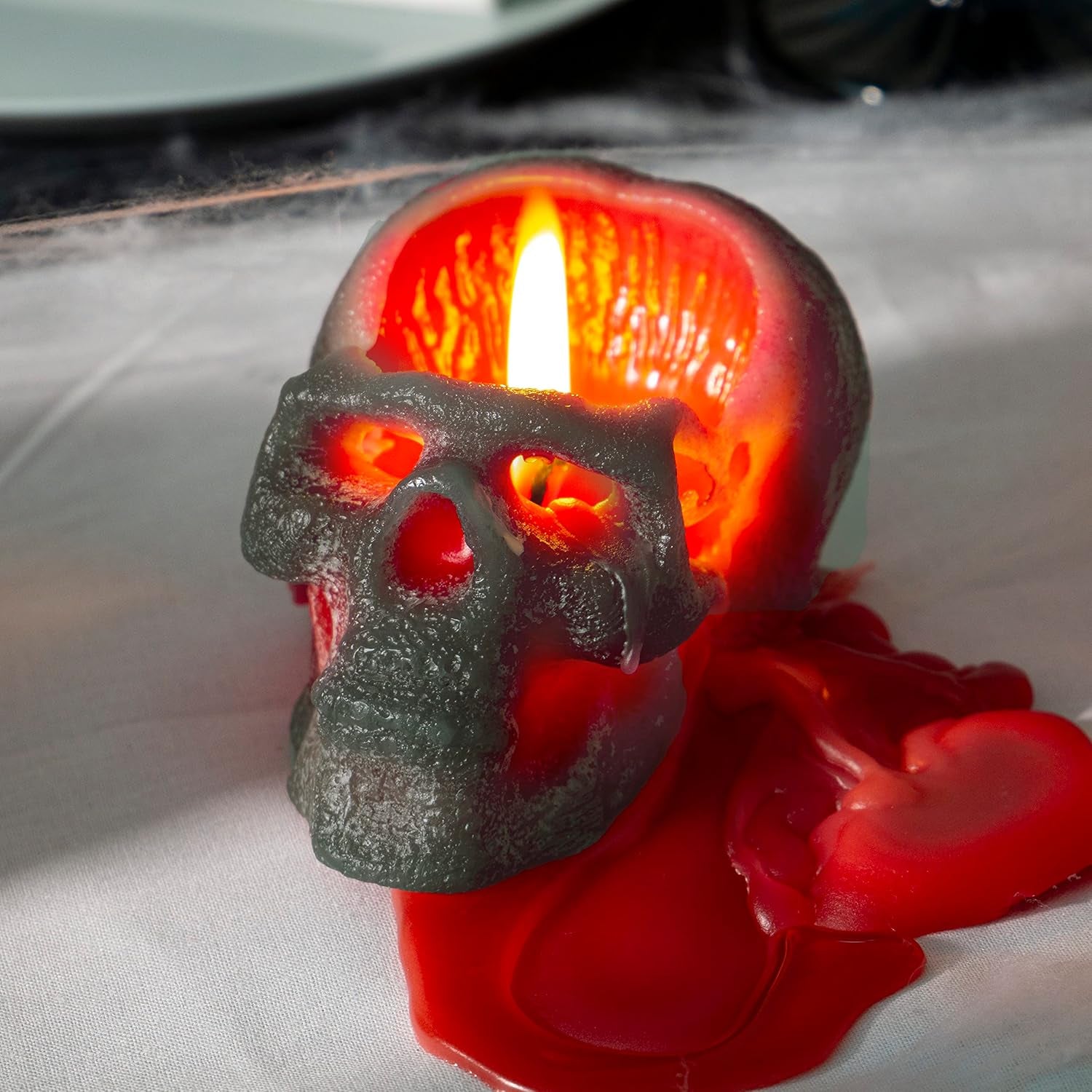 6X4.3 Inch Green Red Skull Spell and Halloween Themed Candle - Red Inside, Big Size
