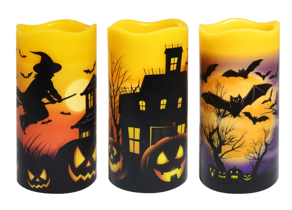 Battery Operated LED Wax Halloween Candles - 3 Piece