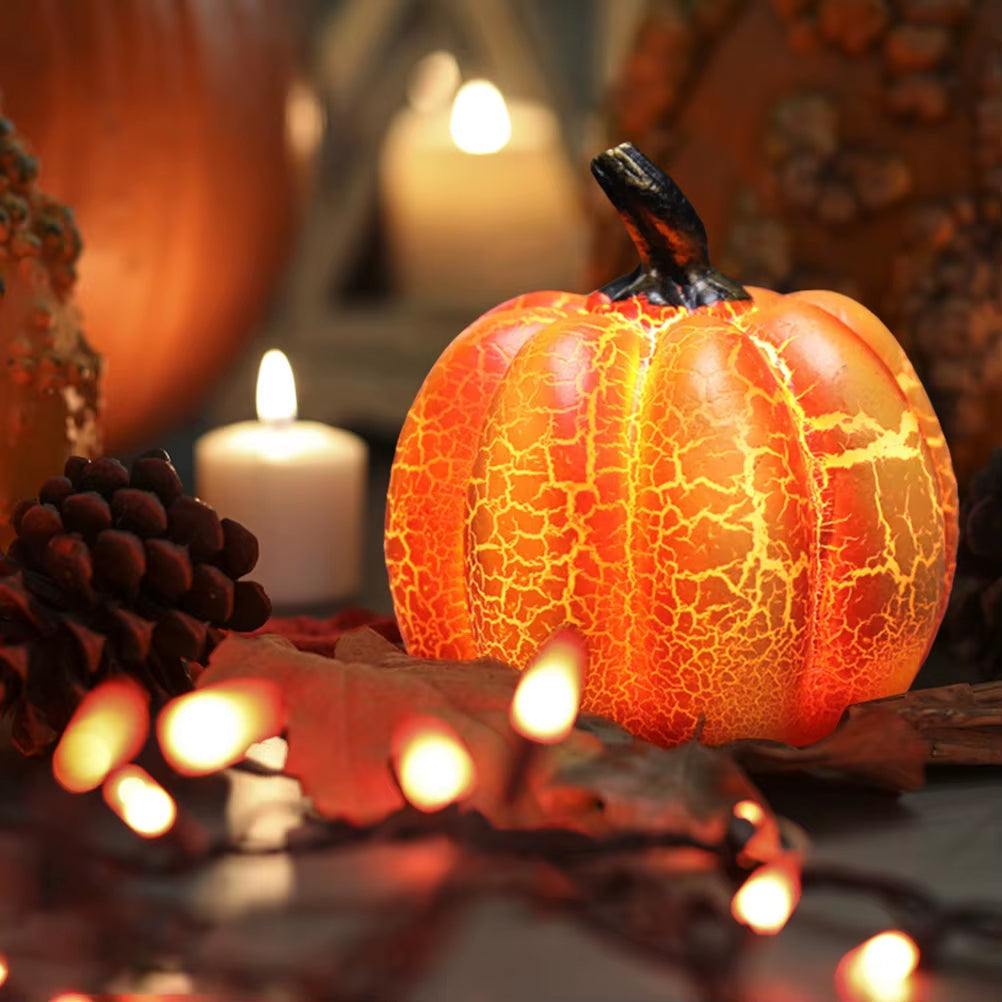 LED Halloween Pumpkin Lantern Resin Pumpkin Lamp Multiple Shapes Halloween Dress up Props Pumpkin Lantern Resin Pumpkin Lamp