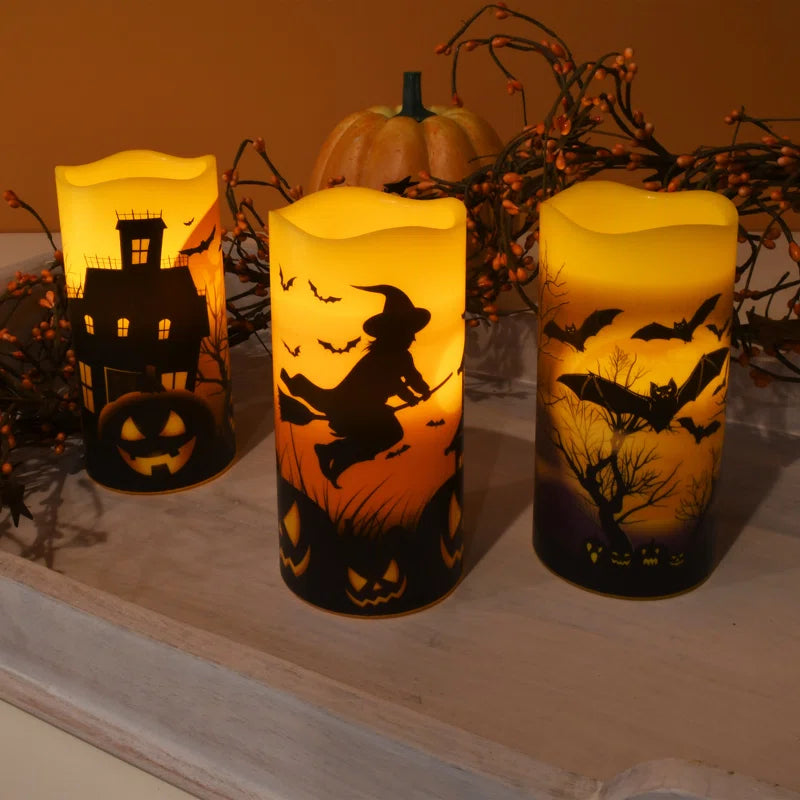 Battery Operated LED Wax Halloween Candles - 3 Piece
