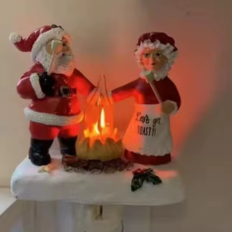 Ghost Campfire Night Light Ghost Campfire Flickering Nightlight LED Small Faux Campfire Night Light Funny Halloween Nightlight