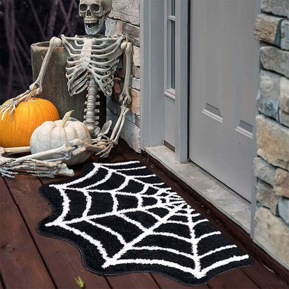 2 Pack Spider Web Bath Mat, 31‘’×20‘’ Halloween Decor Spider Web Rugs, Non-Slip Tufted Mats for Halloween Decor for Front Door,