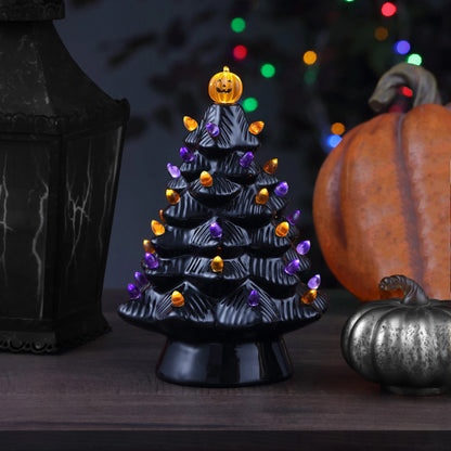 11.75" Black Ceramic Halloween Tree Decoration