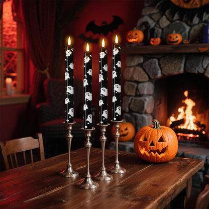 Flameless Flickering Taper Candles with Remote and Timer, Battery Operated Ghost