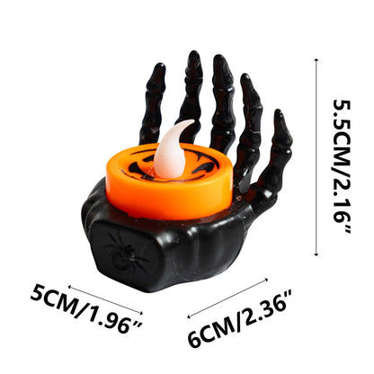 Halloween Spider Tea Lights, LED Flameless Spider Candle Holder Lights Battery Operated Orange Tea Lights for Halloween Party Table Home Halloween Decorations