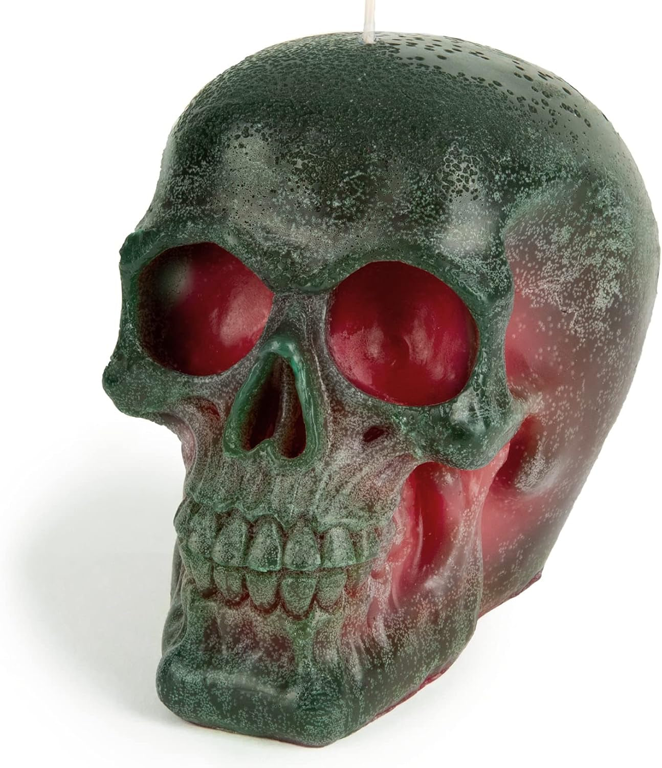 6X4.3 Inch Green Red Skull Spell and Halloween Themed Candle - Red Inside, Big Size