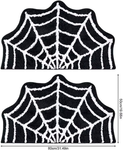 2 Pack Spider Web Bath Mat, 31‘’×20‘’ Halloween Decor Spider Web Rugs, Non-Slip Tufted Mats for Halloween Decor for Front Door,