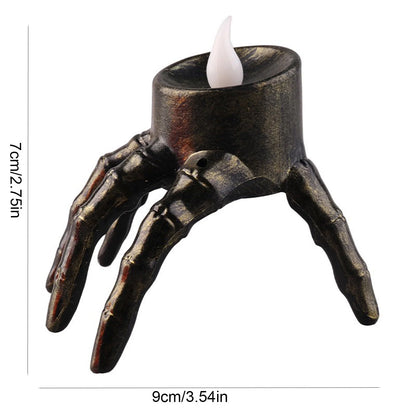 Spooky LED Skeleton Hand Flameless Candle - Perfect Halloween Decoration for Indoor & Outdoor Parties!