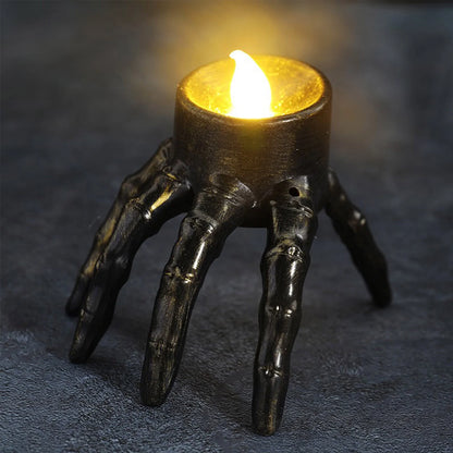 Spooky LED Skeleton Hand Flameless Candle - Perfect Halloween Decoration for Indoor & Outdoor Parties!
