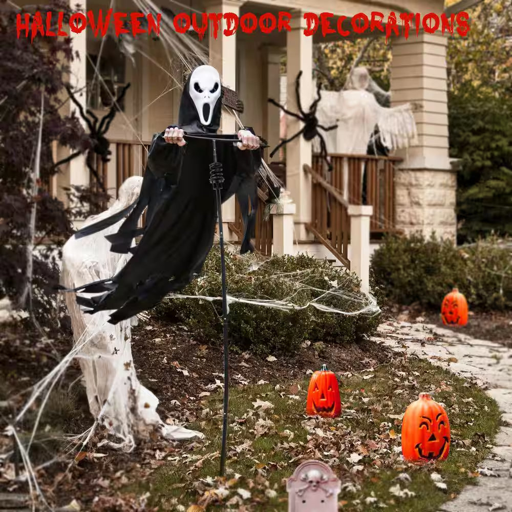 7.5 Ft. Halloween Scarecrow Ghost Outdoor Decorations, Rotatable Ghost of Death Flying Ghost for Outdoor and Garden