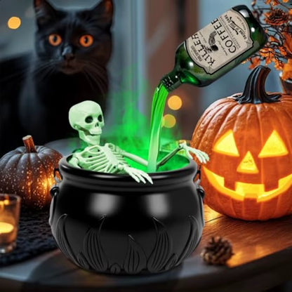 Halloween Decorations Indoor Decor with Magic Floating Potion Bottles and Mist Maker Black Plastic Witches Bowl Halloween Decor