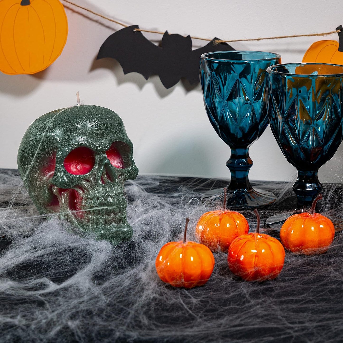 6X4.3 Inch Green Red Skull Spell and Halloween Themed Candle - Red Inside, Big Size