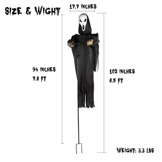 7.5 Ft. Halloween Scarecrow Ghost Outdoor Decorations, Rotatable Ghost of Death Flying Ghost for Outdoor and Garden