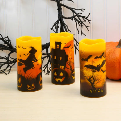 Battery Operated LED Wax Halloween Candles - 3 Piece