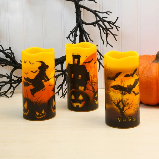 Battery Operated LED Wax Halloween Candles - 3 Piece