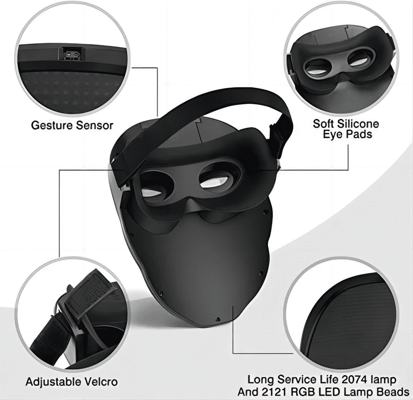 Bluetooth Programmable LED Face Mask - Light Up Your Halloween & Masquerade Party Fun!