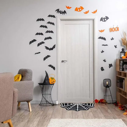 2 Pack Spider Web Bath Mat, 31‘’×20‘’ Halloween Decor Spider Web Rugs, Non-Slip Tufted Mats for Halloween Decor for Front Door,