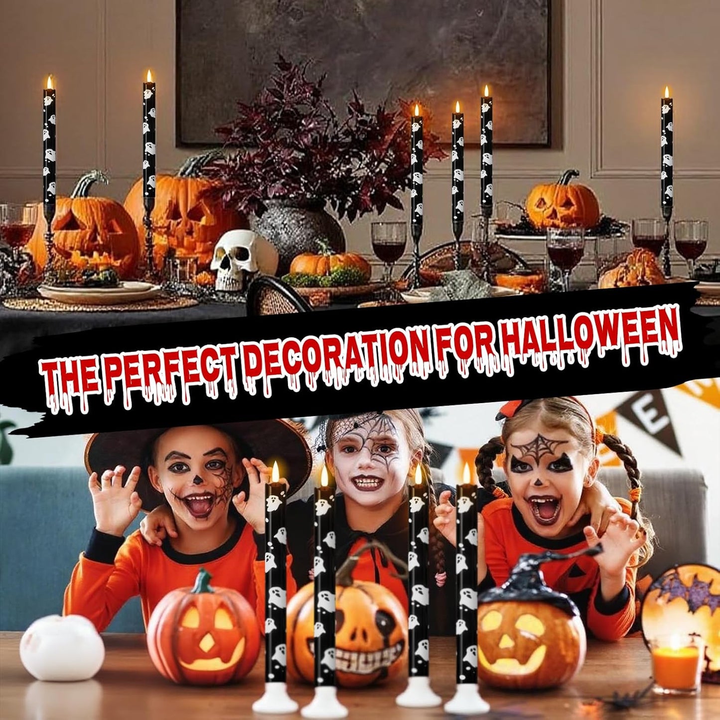 Flameless Flickering Taper Candles with Remote and Timer, Battery Operated Ghost