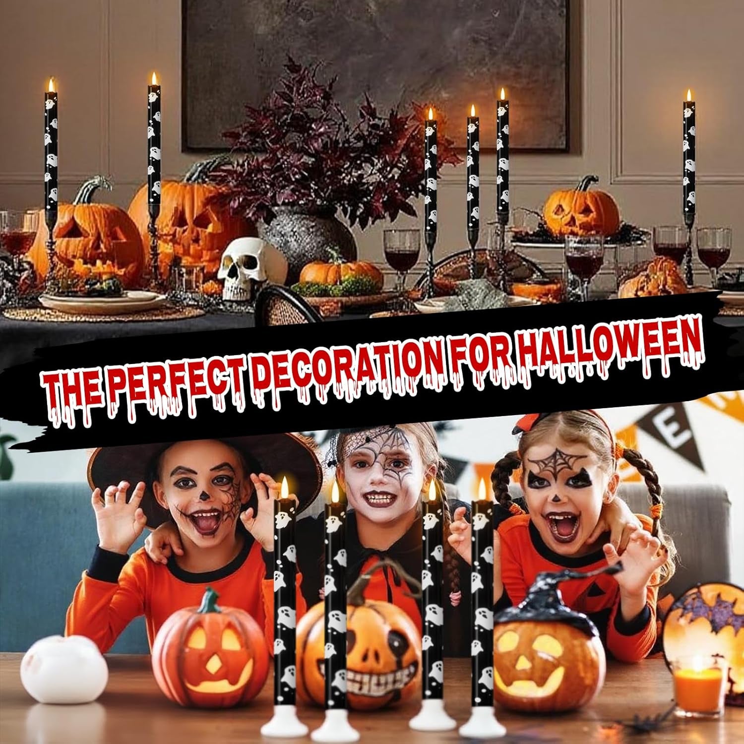 Flameless Flickering Taper Candles with Remote and Timer, Battery Operated Ghost