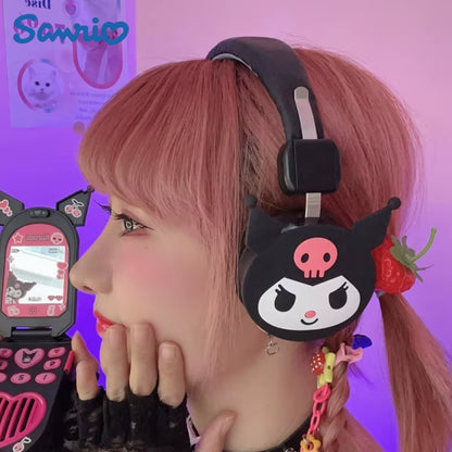 Kuromi Hello Kitty Cut Bluetooth Headphone Wireless Headsets Anime Cartoon Stereo Headset Earphone Fashion Hottie Y2K Gifts