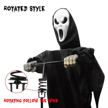 7.5 Ft. Halloween Scarecrow Ghost Outdoor Decorations, Rotatable Ghost of Death Flying Ghost for Outdoor and Garden
