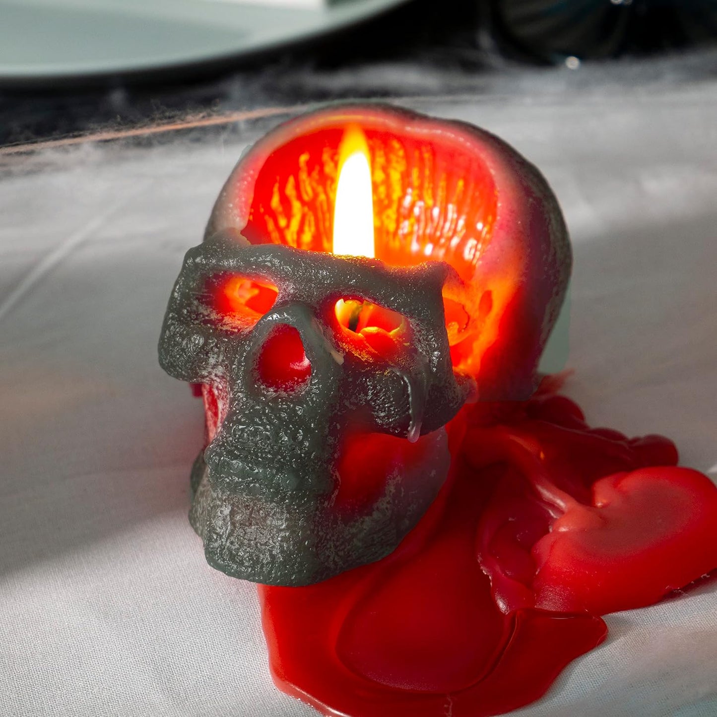 6X4.3 Inch Green Red Skull Spell and Halloween Themed Candle - Red Inside, Big Size